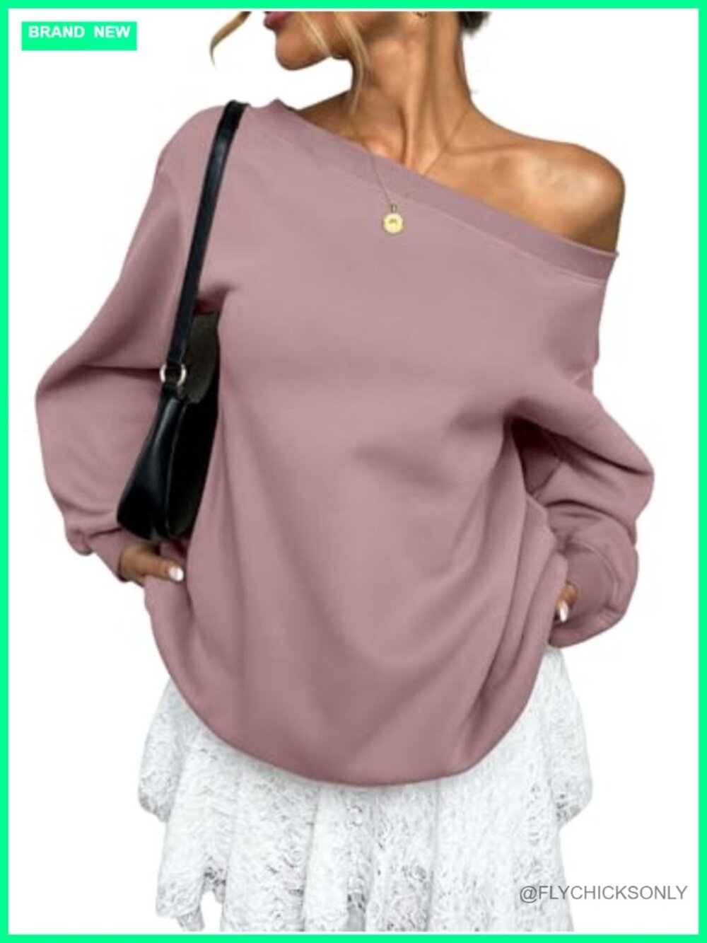 Fleece Oversized Off Shoulder Sweatshirt Pullover Top